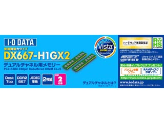 【クリックで詳細表示】I・O DATA/アイ・オー・データ DX667-H1GX2 増設メモリ 1GBx2