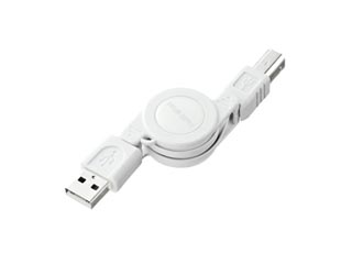 【クリックでお店のこの商品のページへ】サンワサプライ KU-M08W 巻き取りUSB2.0モバイルケーブル ホワイト 0.1-0.8m