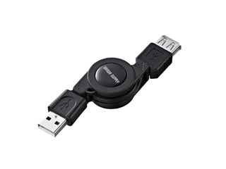 【クリックでお店のこの商品のページへ】サンワサプライ KU-M08ENBK 巻き取りUSB2.0モバイルケーブル ブラック 0.1-0.8m