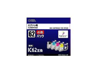 【クリックで詳細表示】OHM/オーム電機 IC62互換 エプソン用汎用インク 4色パック INK-EG62-4P