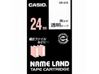 【クリックで詳細表示】CASIO/カシオ XR-24X ネームランドテープ 24ミリ 透明に黒文字