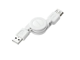 【クリックでお店のこの商品のページへ】サンワサプライ KU-M08ENW 巻き取りUSB2.0モバイルケーブル ホワイト 0.1-0.8m