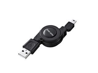 【クリックでお店のこの商品のページへ】サンワサプライ KU-M08MB5BK 巻き取りUSB2.0モバイルケーブル ブラック 0.1-0.8m