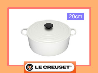 【クリックで詳細表示】Le Creuset/ル・クルーゼ 【期間特価】〔ホーロー鍋〕 ココット・ロンド(20cm)/ホワイト ＜br＞ 【sbsale】【lecreusetsale】