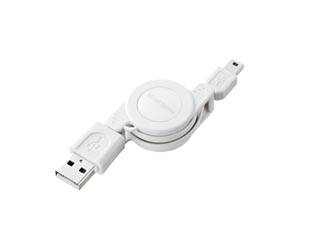 【クリックでお店のこの商品のページへ】サンワサプライ KU-M08MB5W 巻き取りUSB2.0モバイルケーブル ホワイト 0.1-0.8m