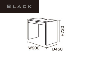 【クリックで詳細表示】ビクターインテリア 【ニューワークスタジオ FLAT】 デスク 幅900 引出付 DD-902-BK(ブラック)