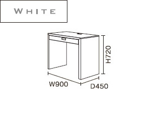 【クリックで詳細表示】ビクターインテリア 【ニューワークスタジオ FLAT】 デスク 幅900 引出付 DD-902-WH(ホワイト)