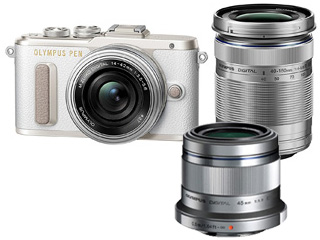 【クリックで詳細表示】PEN E-PL8 EZダブルズームキット(ホワイト)＋M.ZUIKO DIGITAL 45mm F1.8(シルバー)セット 【epl8set】