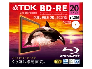 【クリックで詳細表示】TDK BEV25PWA20A Blu-rayディスク録画用 スタンダードシリーズ ホワイト・ディスク 1層25GB 20枚