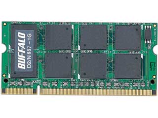 【クリックで詳細表示】バッファロー D2/N667-1G DDR2 667MHz PC2-5300 200pin S.O.DIMM 1GB