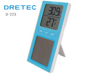【クリックで詳細表示】DRETEC/ドリテック O-223BL ソーラー温湿度計(ブルー)