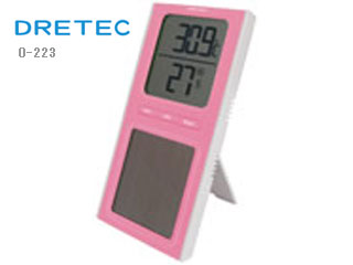 【クリックで詳細表示】DRETEC/ドリテック O-223PK ソーラー温湿度計(ピンク)