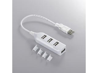 【クリックで詳細表示】バッファローコクヨサプライ BSHT4UWH USB2.0Hub バスパワー 4ポート 延長ケーブル付 ホワイト