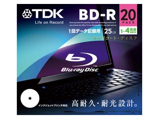 【クリックで詳細表示】TDK BRD25PWB20A Blu-rayディスクデータ用 スタンダードシリーズ ホワイト・ディスク 1層25GB 20枚