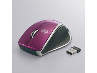 【クリックでお店のこの商品のページへ】BSMBW03PU BlueLED無線マウス 超高感度2.4GHz 6ボタンチルト パープル
