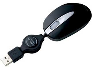 【クリックで詳細表示】ケーブル巻取り光学式マウス ブラック MA-MA1BK