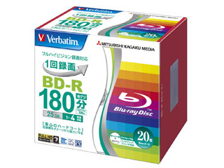 【クリックで詳細表示】【Verbatim/バーベイタム】 録画用BD-R 25GB(1-4倍速対応) 5mmケース 20枚 VBR130YP20V1