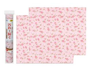 トイレ シート 壁の汚れ防止 おくだけ吸着 消臭壁面シート 50 60cm 花柄バラ 2枚入 ピンク ムラウチドットコム