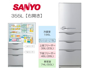 １台限定！】SR-361U(S) 4ドア冷凍冷蔵庫 右開きタイプ(ヘアライン 