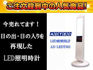 【大人気LEDスタンド】 LED照明時計 AD-LEDTS01W(ホワイト) 