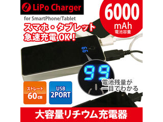 最大出力2口合計2a 容量6000mah リチウムポリマー充電器 Usbタイプ Ilu60 Spc01k ブラック ムラウチドットコム 最大出力2口合計2a 容量6000mah リチウムポリマー充電器 Usbタイプ Ilu60 Spc01k ブラック ムラウチドットコム