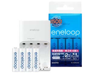 【クリックでお店のこの商品のページへ】eneloop N-TGR03AS 単3形エネループ4個付残量チェック機能付急速充電器セット