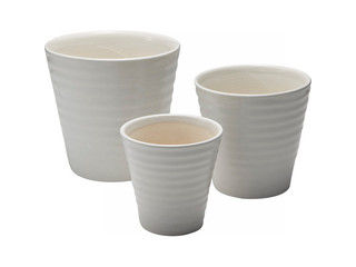陶器植木鉢3点セット 白 ムラウチドットコム 陶器植木鉢3点セット 白 ムラウチドットコム