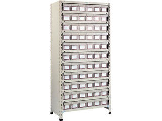 【クリックで詳細表示】【代引不可】軽量棚 875X450X1800 樹脂引出NG 小X66 ネオグレー 63X-812E11NG