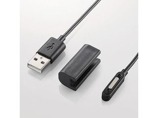 クリップ付】Xperia用マグネットコネクタ充電ケーブル 0.5m ブラック 