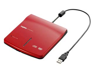 【クリックでお店のこの商品のページへ】LDV-P8U2LRD USB2.0バスパワー対応 読み込み専用 外付けDVDドライブ レッド