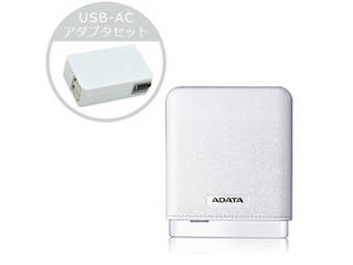 Adata 10000mah モバイルバッテリー レザー風 ホワイト Usb Acアダプタセット Apv150 10000m 5v Cwhxua ムラウチドットコム
