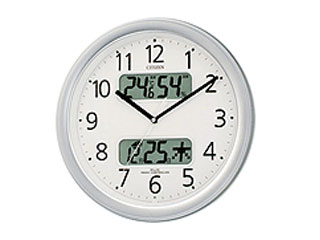 【クリックで詳細表示】4FYA01-019 電波掛時計 ネムリーナカレンダーM01 シルバーメタリック色(白)