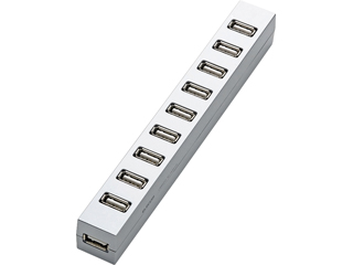 【クリックで詳細表示】【在庫限り】U2H-Z10SSV 10ポートUSBハブ(セルフパワー/バスパワー両用) シルバー ※在庫限定大特価！