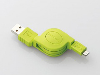 【クリックで詳細表示】巻き取り式データ転送・充電USBケーブル[USB A ⇔ USB Micro-B] MPA-AMBIRLC08GN