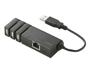 【クリックで詳細表示】LAN-TX/U2H3B USBハブ搭載LANアダプタ 3ポート ブラック