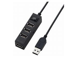 【クリックで詳細表示】U2H-TZ420SBK 4ポートUSBハブ(セルフパワー/バスパワー両用) ブラック ※東芝「REGZA/レグザ」対応