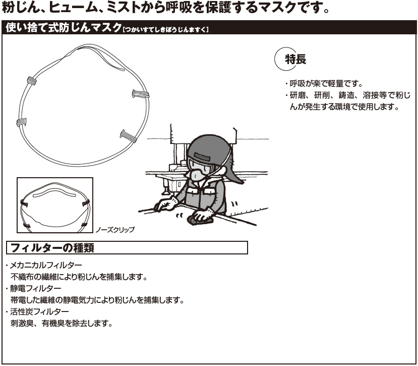 ������A�q���[���A�~�X�g����ċz��ی삷��}�X�N�ł��B�g���̂Ď��h����}�X�N�m�������Ă����ڂ�����܂����n�E �ċz���y�Ōy�ʂł��B�E �����A����A�����A�n�ړ��ŕ����񂪔���������Ŏg�p���܂��B�t�B���^�[�̎�ށE���J�j�J���t�B���^�[�s�D�z�̑@�ۂɂ�蕲�����ߏW���܂��B�E�Ód�t�B���^�[�ѓd�����@�ۂ̐Ód�C�͂ɂ�蕲�����ߏW���܂��B�E�����Y�t�B���^�[�h���L�A�L�@�L���������܂��B