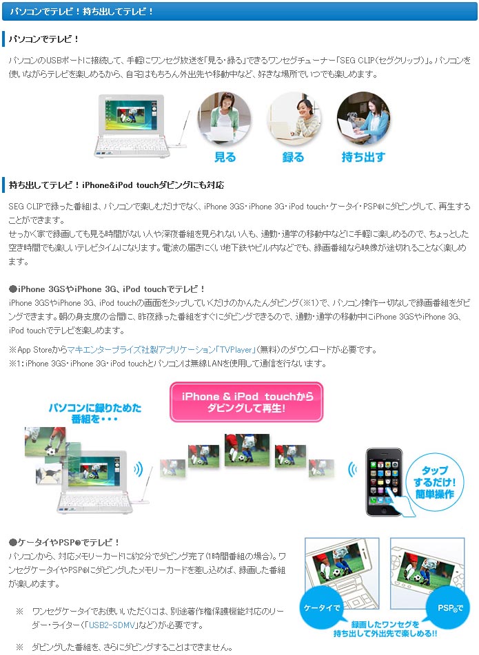 Gv Sc310 Iphone Ipod Touchダビング対応 高感度usb接続ワンセグチューナー Seg Clip セグクリップ ムラウチドットコム