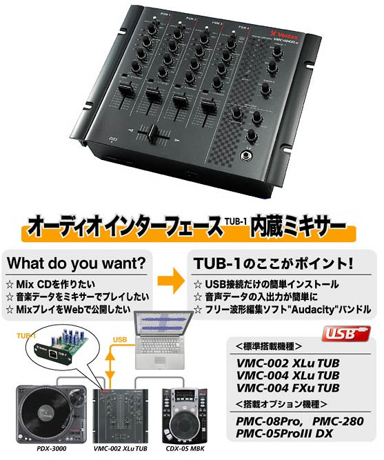 予約販売品】 VESTAX ベスタクス VMC-004XLu TUB-1 4ch DJミキサー