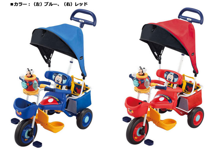 ディズニー ミッキーマウス アイベーシック ポップンカーゴ サンシェード付きカジキリ三輪車 レッド ムラウチドットコム