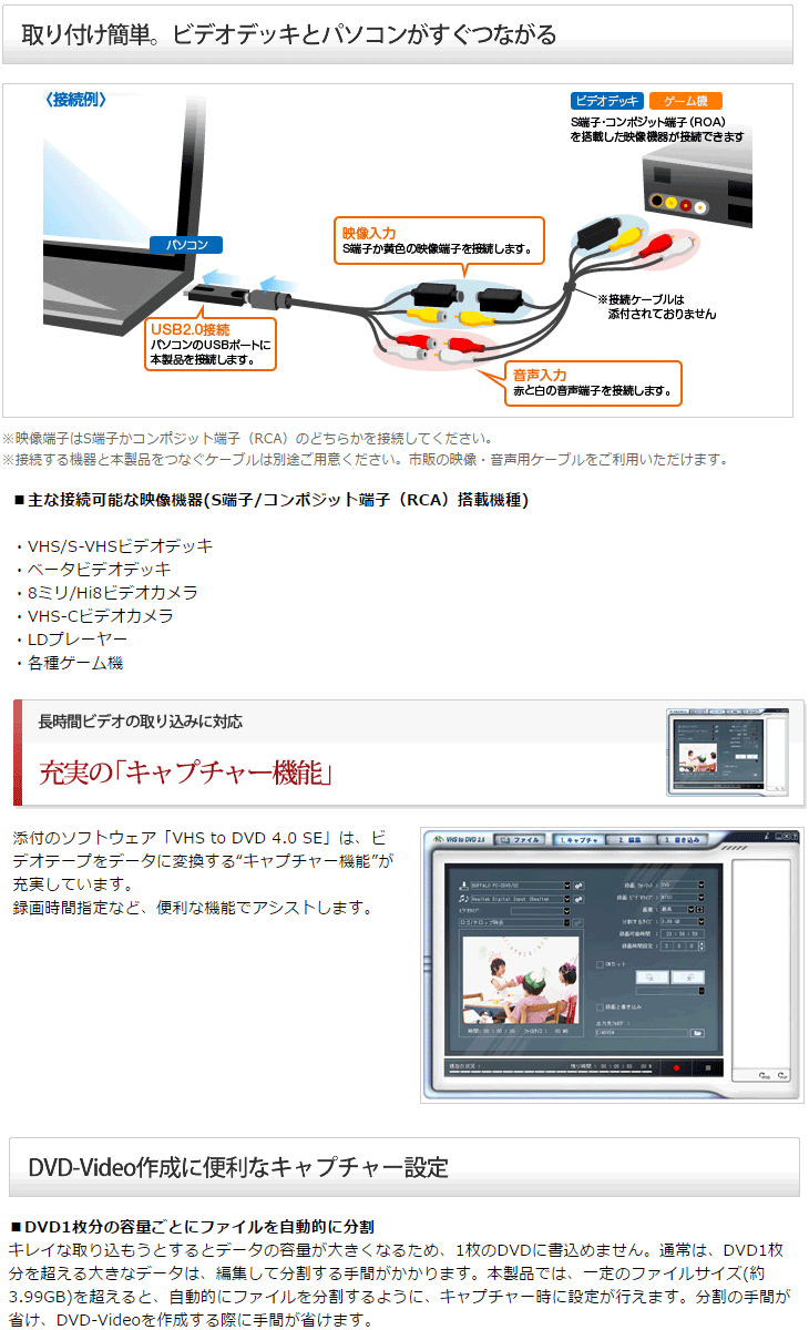ソフトウェアエンコード対応 USB2.0用 ビデオキャプチャー PC-SDVD/U2G2 【 ムラウチドットコム 】