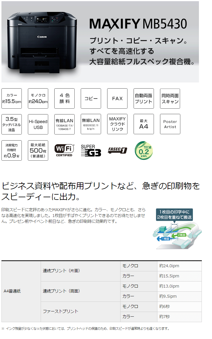 ショップ キヤノン A4ビジネスインクジェット複合機 MAXIFY MB5430 0971C001