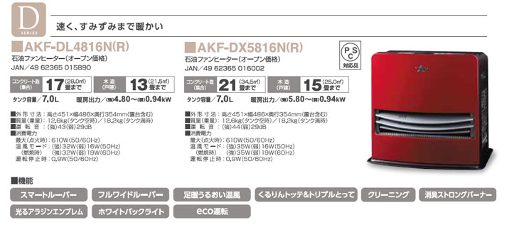 Akf Dl4816n R レッド スマートルーバー 石油ファンヒーター ムラウチドットコム