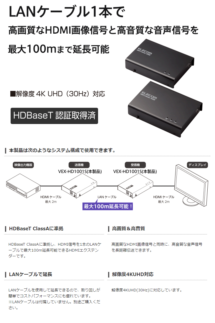 ELECOM ELECOM エレコム 納期4月下旬 HDMIエクステンダー