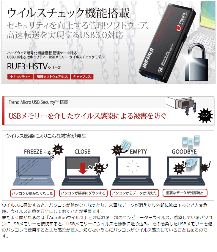 人気商品超目玉 目玉商品 3個セット BUFFALO バッファロー ハードウェア暗号化機能搭載 管理ツール対応 USB3.0対応  セキュリティーUSBメモリー … 15倍P 通販