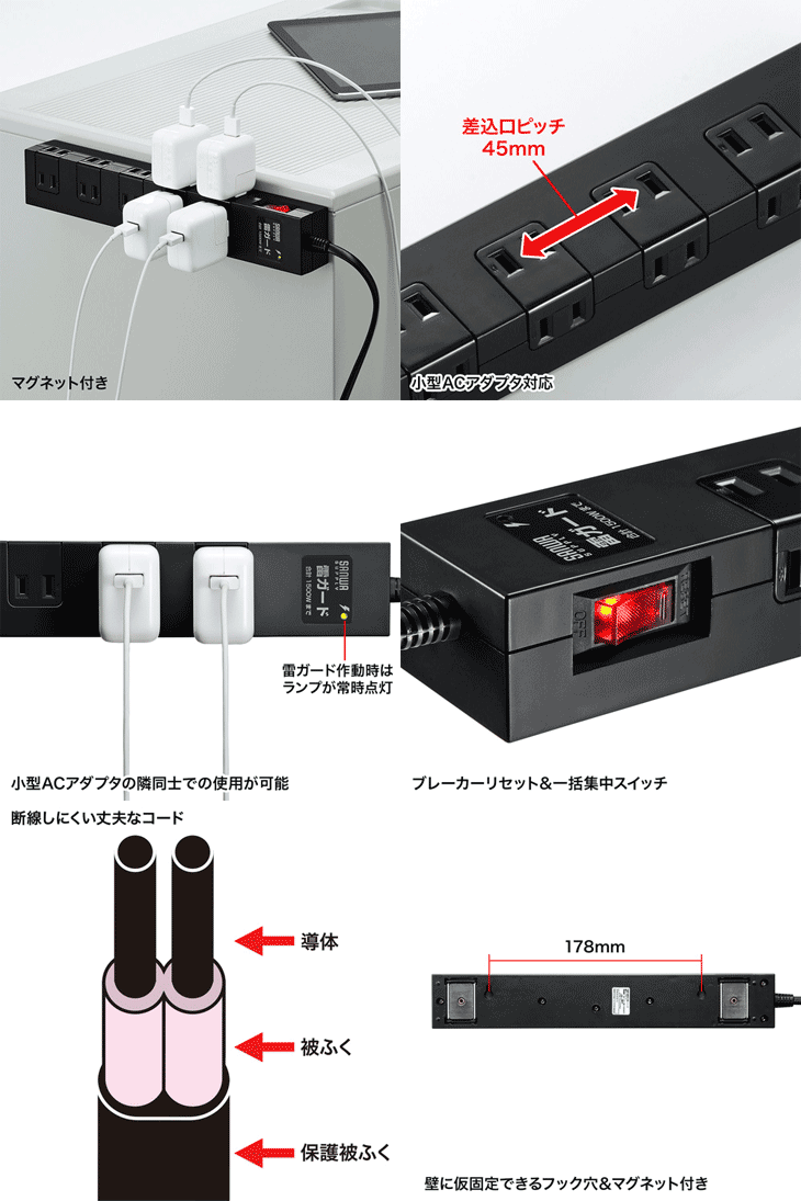 SALE／77%OFF】 雷ガードタップ 2P 2個口 一括集中スイッチ付き TAP-SP221 サンワサプライ qdtek.vn