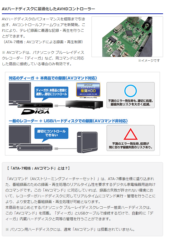 HDCZ-AUT3 24時間連続録画対応 AV録画用HDD 3TB 品質が