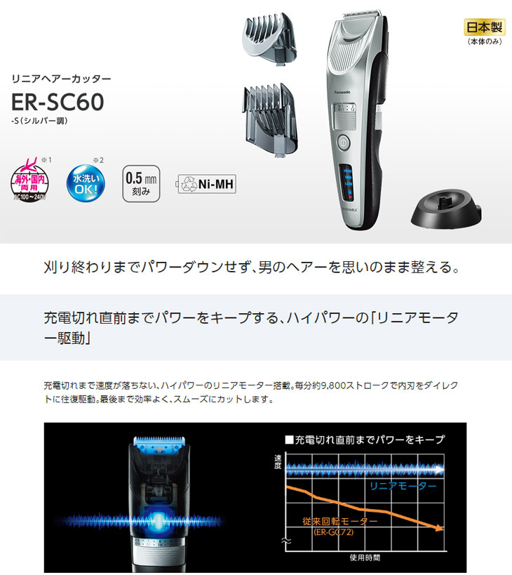 信頼 ER-SC60-S シルバー調 充電・交流式 リニアヘアーカッター バリカン パナソニック 買い得 - その他 - hlt.no