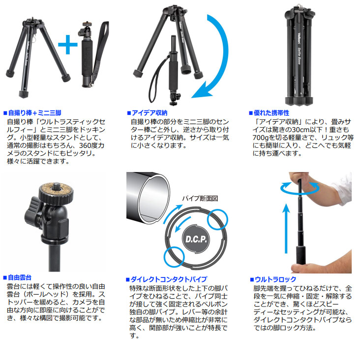 人気メーカー・ブランド Velbon 自撮り棒 ULTRA STICK SELFIE 6段