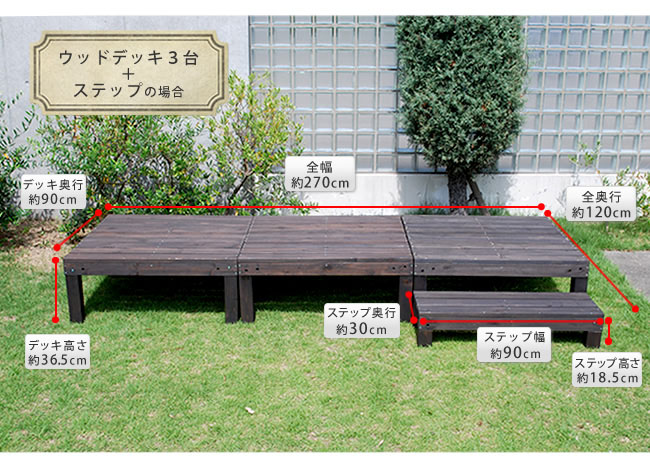 ユニットウッドデッキ harmonie 90×90cm SDKIT9090DBR 天然木 お庭